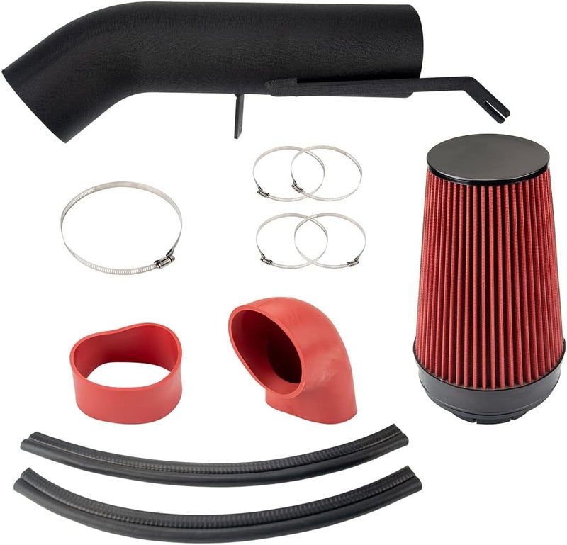AUTOSITY 4" Cold Air Intake System Kits w/Filter Aluminum Replacement for 2002-2006 Escalade/Avalanche 1500/ Yukon, 2000-2006 Suburban 1500/2500 5.3L/6.0L, 1999-2006 Silverado/Sierra 1500 2500 (Red) - Image 4